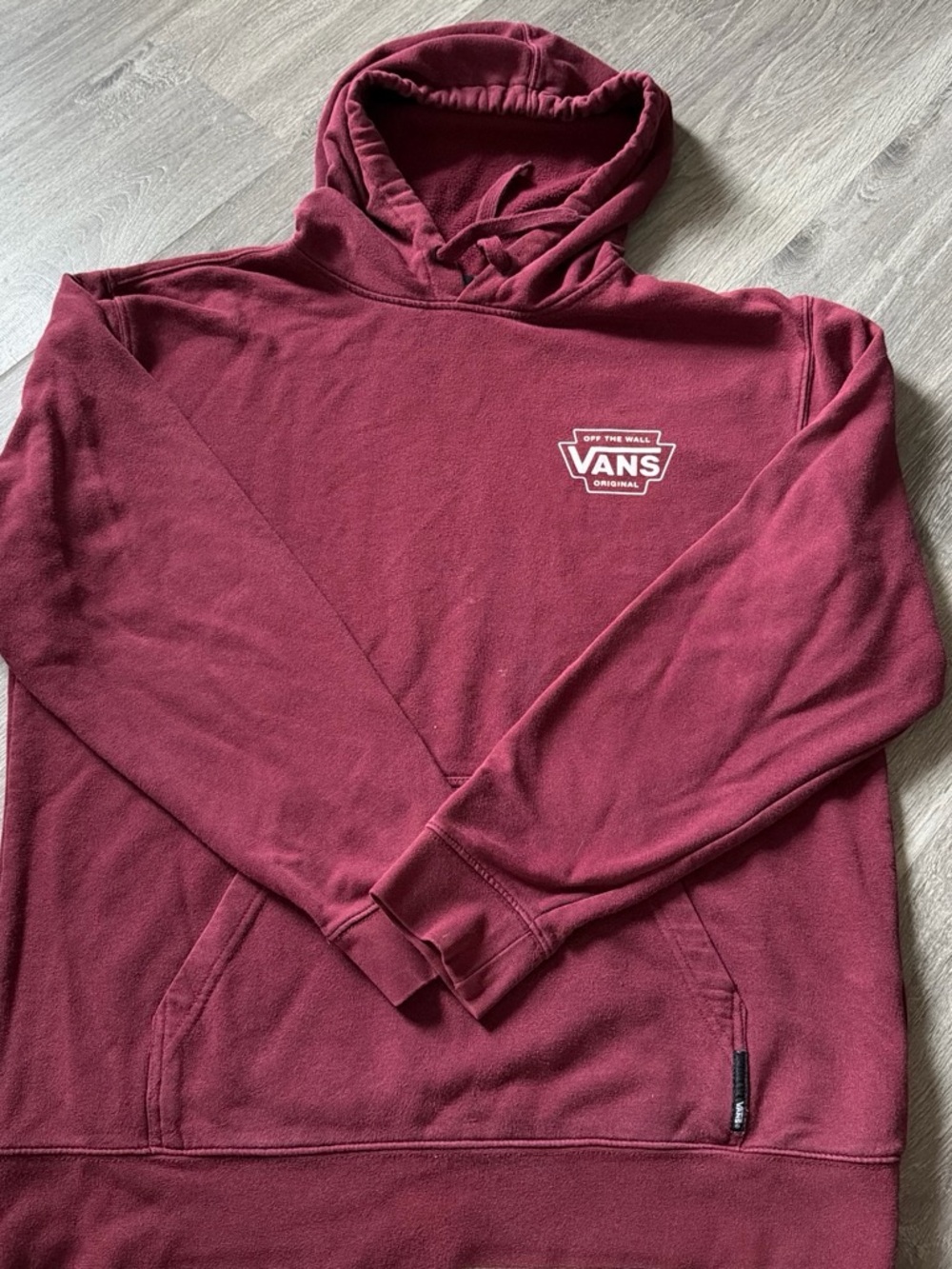 Vans Men's Maroon Hooded Pullover with Chest Logo